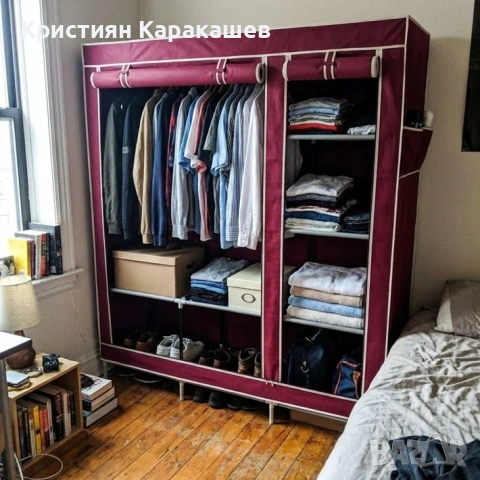 Трикрилен Текстилен Гардероб, снимка 2 - Гардероби - 54266515