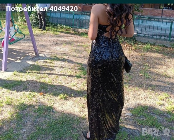 Официална черна рокля с пайети , снимка 2 - Рокли - 54168143