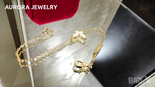 Van Cleef & Arpels VCA Gold Mother of Pearl Sweet Butterfly Дамска Гривна, снимка 3 - Гривни - 54603116