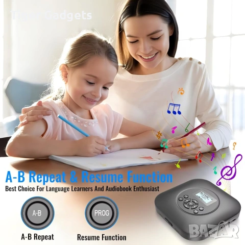 Преносим CD плейър CD206BF с Bluetooth, високоговорители и акумулаторна батерия, снимка 3 - MP3 и MP4 плеъри - 54930637