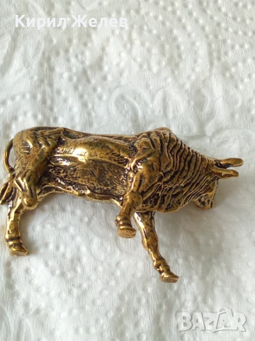 Бронзова фигурка на бик 45042, снимка 2 - Колекции - 54199420