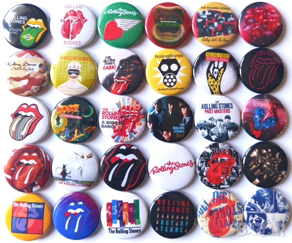 Значки на Rolling Stones в 4 различни комплекта, снимка 2 - Други ценни предмети - 24868439