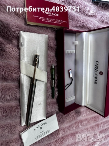 Продавам Caran d'Ache Léman Slim — 18K злато, Medium, швейцарско качество, подаръчен сет