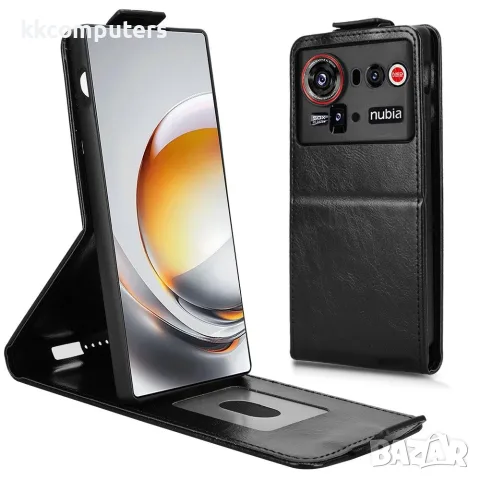 За ZTE nubia Z80 Ultra 5G Вертикален Кожен Калъф със Стойка, Магнитно Закопчаване, Слот за Карта и С, снимка 5 - Калъфи, кейсове - 55390619