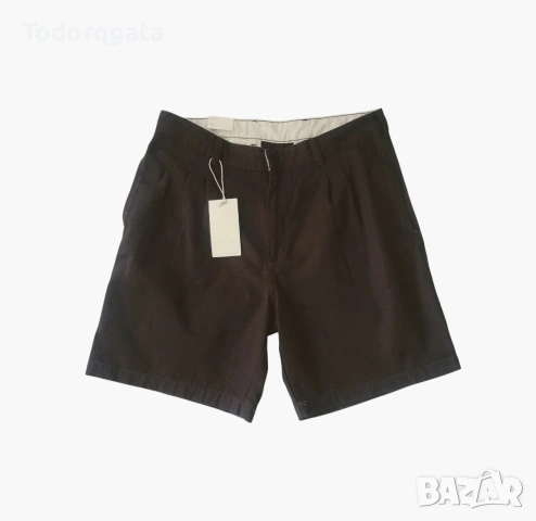 ZARA Мъжки Къси Панталони Чисто Нови Етикети Chinos W34-35 (EUR 44,USA 34) Плътен Памук Цвят Шоколад, снимка 2 - Къси панталони - 55282250