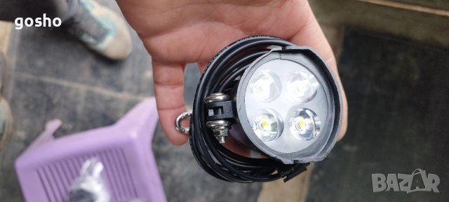 Предна светлина за електрически скутер, 2 в 1 електрически фар с клаксон, 10 инча, 12-72V 