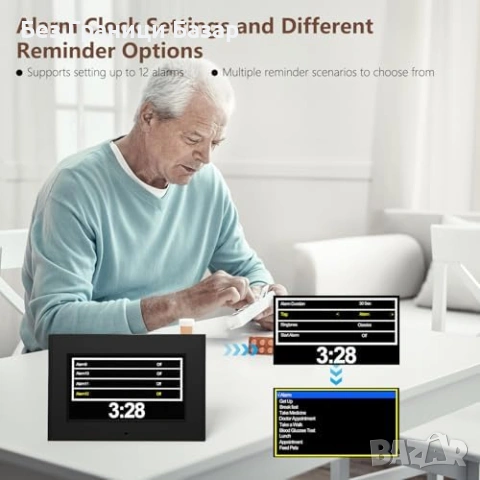 Нов Дигитален часовник за възрастни 7 инча с 12 аларми дата голям дисплей, снимка 3 - Други стоки за дома - 54045070