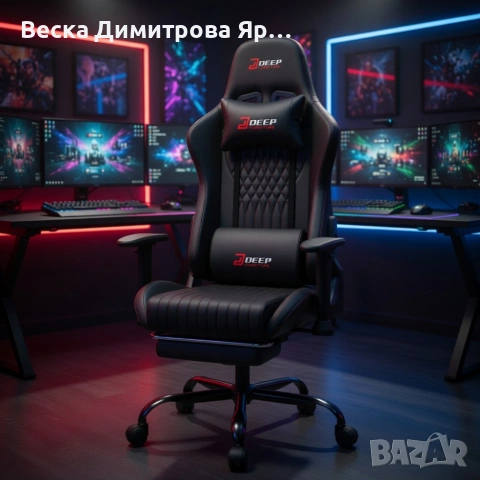 Ергономичен черен геймърски стол с поставка за крака, регулируема височина и 3D подлакътници, снимка 4 - Столове - 54041627