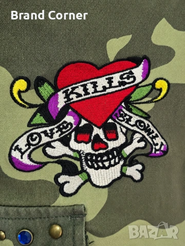 Нови дамски карго дънки Ed Hardy камуфлаж, размер 27, снимка 6 - Дънки - 54911911