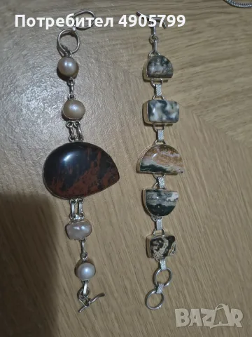 bracelets made with natural agate stones and pearls