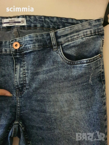 Мъжки skinny дънки Janina XL L29, сини с износен ефект, много добро състояние, снимка 3 - Дънки - 54606254