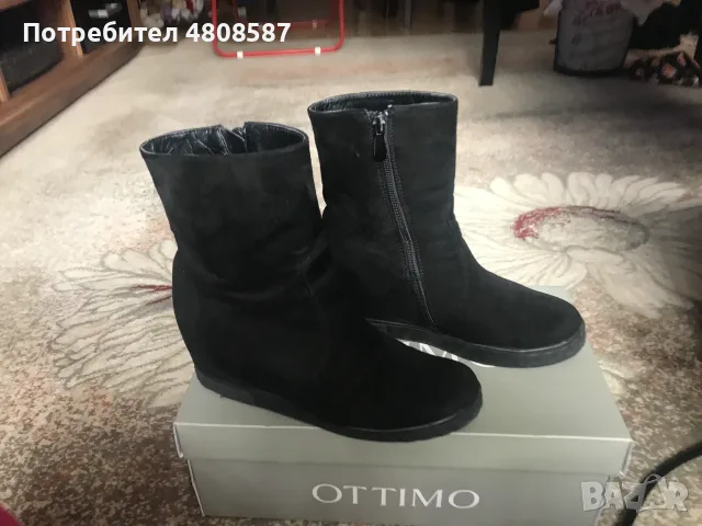 Дамски велурени боти на платформа, снимка 4 - Дамски боти - 55383455