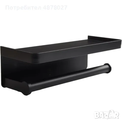 Държач за кухненска хартия с рафт XL – Стенен органайзер от неръждаема стомана