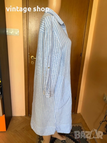 Морска лятна ленена туника тип риза, размер L/XL, снимка 4 - Туники - 54491812