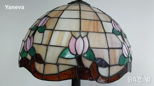 Тифани“ (Tiffany) , голяма и тежка, настолна лампа от немската компания Fischer Leuchten ., снимка 10 - Настолни лампи - 54701682
