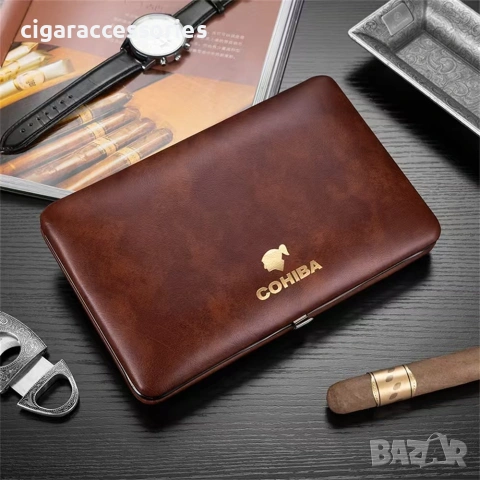 Хумидор COHIBA за 5 пури – кожен калъф, преносим