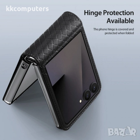 Кожен Калъф за Samsung Galaxy Z Flip8 DUX DUCIS Bril Series с Протектор – Черен, снимка 3 - Калъфи, кейсове - 54680520
