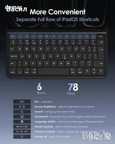 Магнитен Калъф с Клавиатура  за Ipad 13 PRO (M4/M5), снимка 3 - Аксесоари за Apple - 55279842