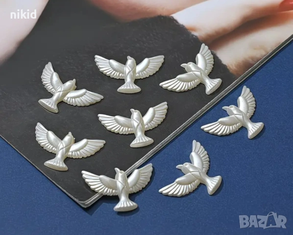 Бели гълъби гълъб акрилни малки фигурки висулки мъниста за изработка бижута кръщене сувенир подаръци