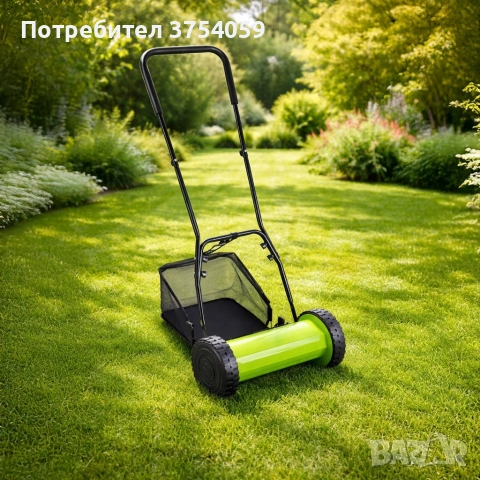 Ръчна косачка за трева с кош 40 см (16"), 5 остриета, регулируема височина 17–33 мм – Тиха, екологич, снимка 5 - Градинска техника - 55161918