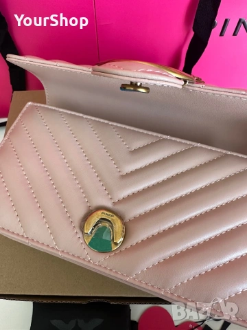 Дамска чанта PINKO Love One Mini DC в розов цвят, снимка 6 - Чанти - 54591861