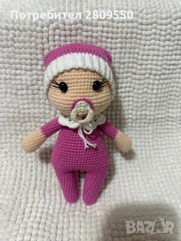 Плетена кукла бебе от памучна прежда., снимка 3 - Плюшени играчки - 54336921