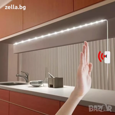 LED лента със сензор за движение, 3м, студено бяла светлина, USB 5V, SMD 2835, за кухня, баня 10105, снимка 9 - Друга електроника - 54657797