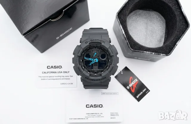Casio G-Shock GA-100C и Кутия за часовник водоустойчива удароустойчива ABS кутия за часовници черна