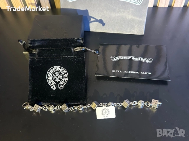 Нова Гривна Chrome Hearts Dice and Crossball Bracelet с пълен комплект опаковка и аксесоари, снимка 2 - Гривни - 54279479