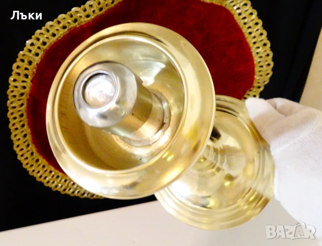 Бронзов свещник с механизъм 26 см.,580 гр. , снимка 2 - Антикварни и старинни предмети - 54101683