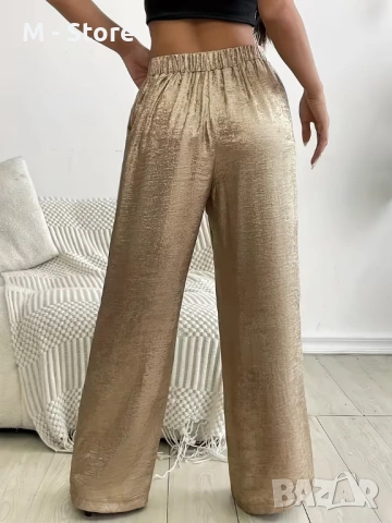Дамски панталон - златист, снимка 2 - Панталони - 54237377