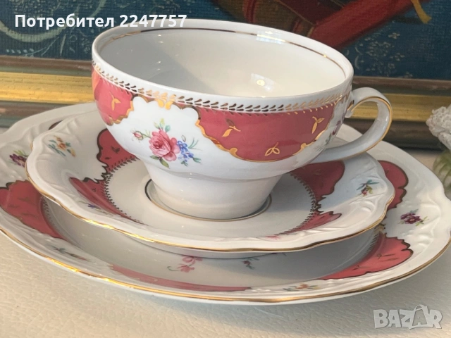 Троен сет порцелан 230 мл, снимка 5 - Антикварни и старинни предмети - 54179570