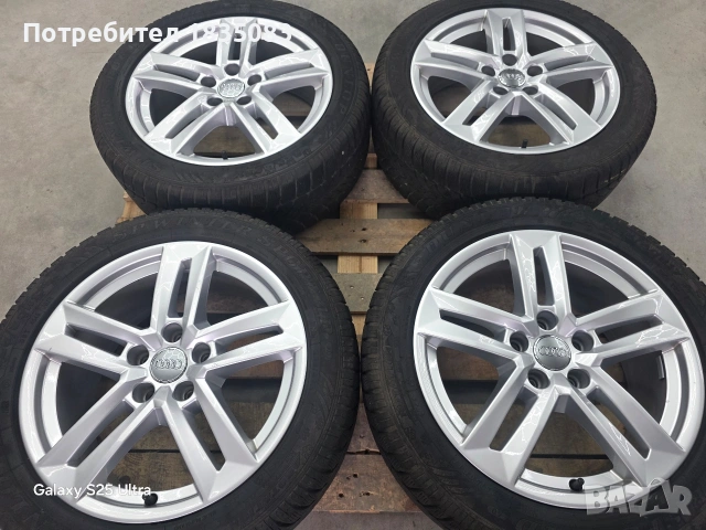 Лети джанти 17ки 5х112 Audi + зимни гуми 225/50/17 Dunlop, снимка 2 - Гуми и джанти - 54441174