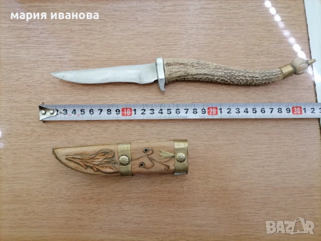 Стар нож рог стомана, снимка 4 - Ножове - 55211175