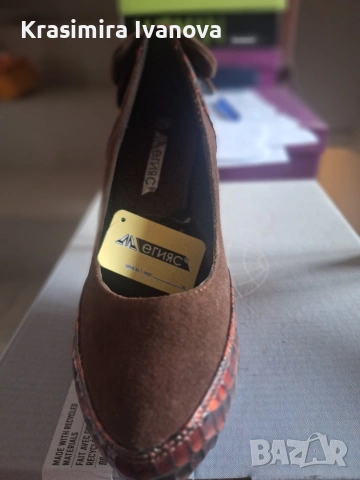 нови обувки Мегияс набук кафе, снимка 6 - Дамски обувки на ток - 54161046