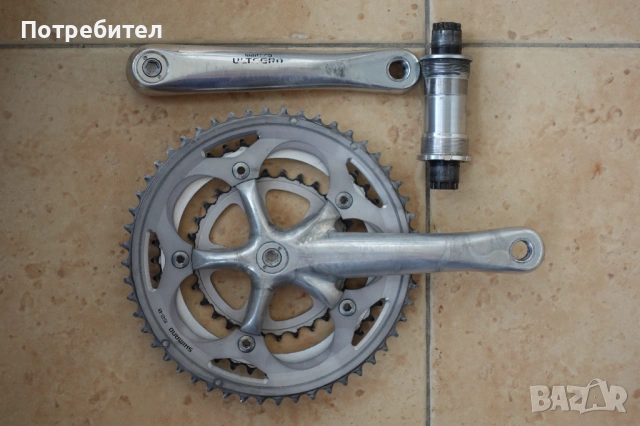 Шосеен курбел с три плочи Shimano Ultegra FC-6500/6503 52/42/30 + средно движение
