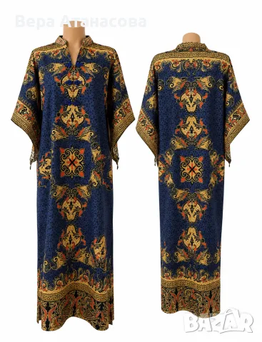 💙🩵💙 Кафтан рокля от памучна материя със свободен силует👗 л/хл🔥
