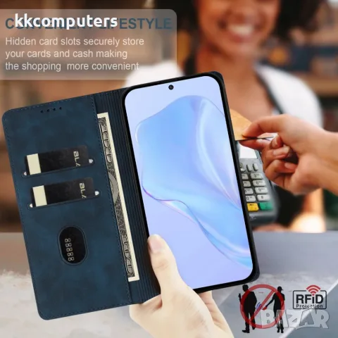 За Motorola Edge 70 Max 5G HX RFID Кожен Калъф Тефтер със Стойка, Портфейл и Скрийн Протектор – 7 цв, снимка 9 - Калъфи, кейсове - 55557605