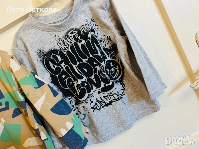 ЛОТ 2бр. памучни блузки H&M- размер 92, снимка 2 - Бебешки блузки - 54814977