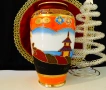 Японска порцеланова ваза Satsuma,злато,печат,гейша., снимка 2