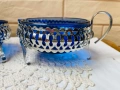 Красив посребрен комплект от Англия от захарница и латиера , снимка 2