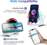 Безжичен индукционен Bluetooth високоговорител, 4 в 1, стойка за телефон и RGB околна светлина, бял, снимка 3