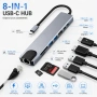 USB-C хъб 8 в 1 докинг HDMI 4K RJ45 USB SD/TF Type-C PD SP01423 8in1, USB-C докинг станция 8 в 1, снимка 2