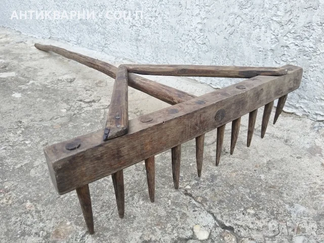 Старинен Автентичен Ръчно Изработен Дървен Търмък, Гребло. / 140 см. / НОМЕР 828., снимка 7 - Антикварни и старинни предмети - 55325400