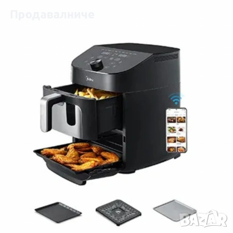 Еър Фрайър 2 в 1 - 11L - Midea MAD1100DADK - С две зони за готвене., снимка 4 - Фритюрници - 54239001