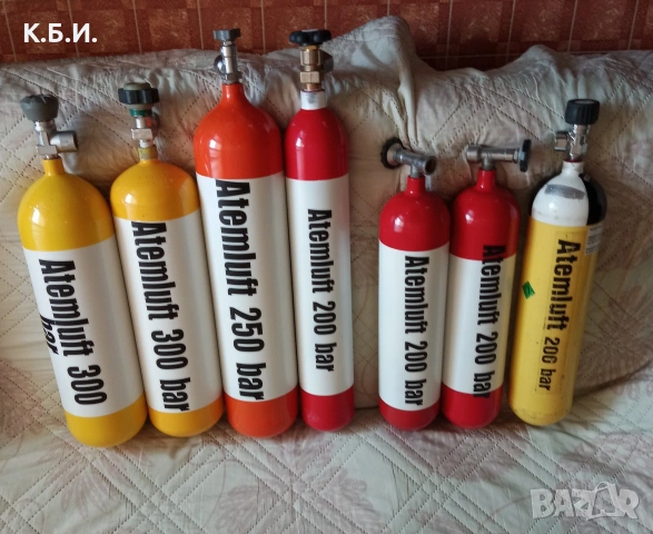 Продавам само - метални - желязни бутилки от - 200 - 250 - 300 - BAR - работни атмосфери 