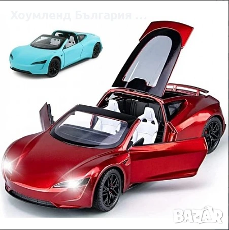 Метална кола макет на Tesla с отварящи врати, светлини и звук