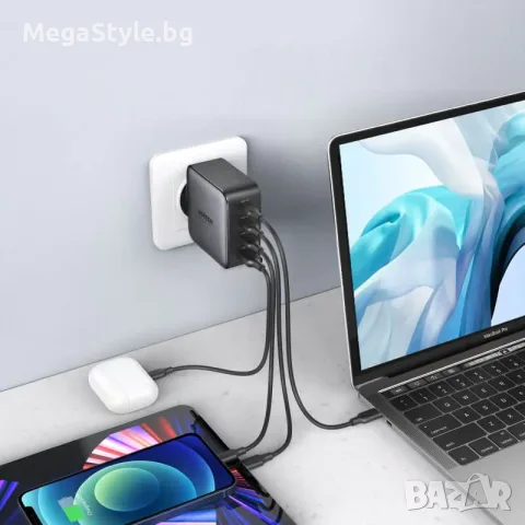 Захранване за ел. мрежа за лаптопи, смартфони и таблети с USB и 3xUSB-C изходи с технология за бързо, снимка 3 - Оригинални зарядни - 55306301