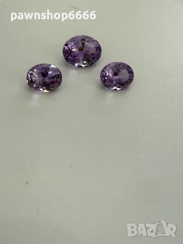 Лот естествени фасетирани аметисти – 7.85 ct (3 броя) – отлична шлифовка, снимка 2 - Бижутерийни комплекти - 55482883