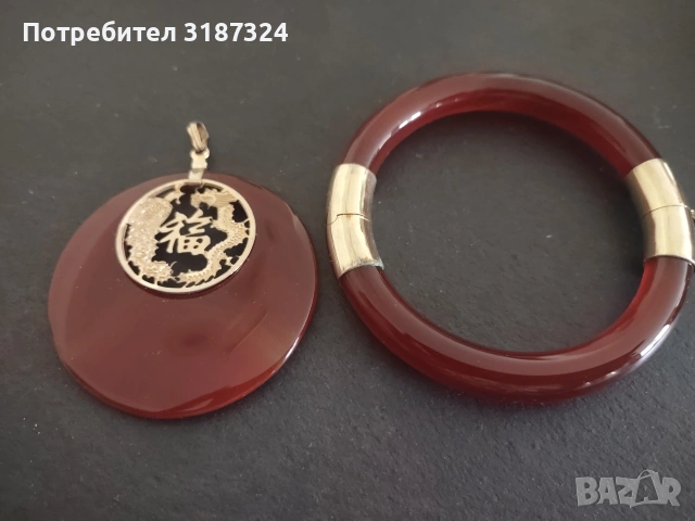 Комплект, много красив, гривна и медальон, снимка 3 - Гривни - 54900516